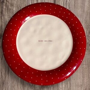Rae Dunn Merry Christmas Dinner Red & White Polk a Dot Plate Farmhouse 10 3/4”